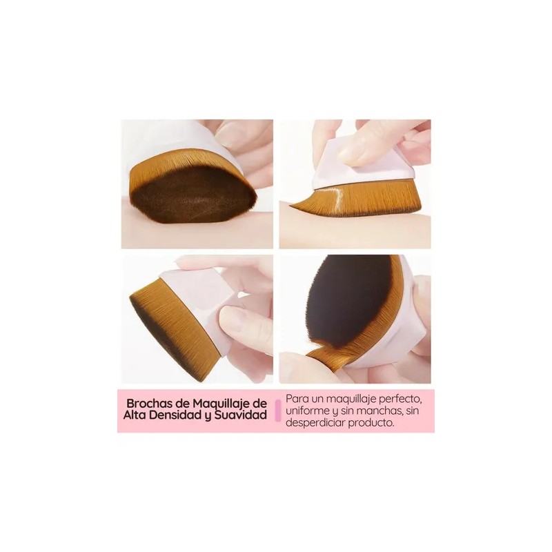 Brocha Facial Kabuki Plana Maquillaje Base Corrector Polvo
