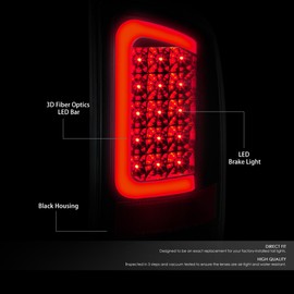 Auto Dynasty 3D Red LED Bar Rear Tail Lights Brake Lamps Compatible with Dodge Ram 1500 2500 3500 02-06, Driver and Passenger Side, Black Housing Smoked Lens