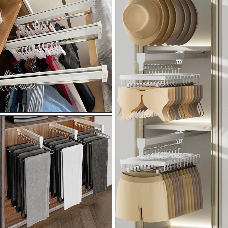 ZandN Closet Clothes Hanger Rail,Pull-Out Closet Rod,Pull Out Clothes Hanger