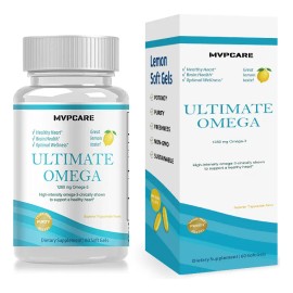 Omega 3 Premium 1280mg 60 Capsulas Aceite de Salmon Salvaje Puro con Alto Epa y Dha vitaminas hombre y mujer Capsulas Tecnologia sabor Limn MVPCARE   