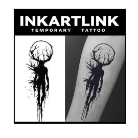 INKARTLINK Tattoo Tech, 2 Sheets Large Semi Permanent Tattoo, Temporary Tattoos, Last 1-2 Weeks, Waterproof, Realistic Look, No Adhesive, No Reflection （Mythology Design)135