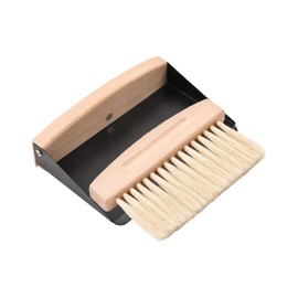 Gkhlg 1 Set Mini Dustpan and Brush Set Beech Wood Micro Fibre Dust Brush Painters Space-Saving with Magnetic Design Metal Dustpan for Lightweight Cleaning in Kitchen Home and Office
