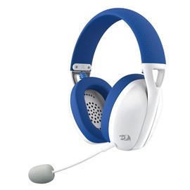 Redragon IRE White/Blue H848B Wireless Bluetooth Headphones with USB Dongle, Ultralight 180g, Detachable Mic, PC, Console, Mobile
