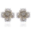 Alilang Royal Golden Tone Faux Pearl White Rhinestone Accented Earrings