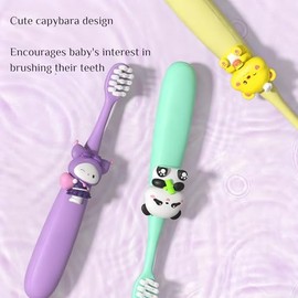 Capybara - Cepillos de dientes para niños, 6 unidades, cerdas extra suaves, cabezales de cepillo pequeños, de 3 a 12 años, divertidos cepillos de dientes de baño y viaje para niños y niñas