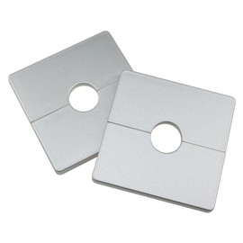 Zangc Plastics Square Shaped Escutcheon Plate Wall Split Flange 22mm Diameter Hole Wall-mounted Water Pipe Cover Silver 2pcs