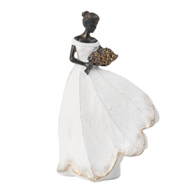 Guichifun Fairy Statue Collection Home Decoration - White Leaf Angel Girls Resin Home Decor for Outside or Inside Rustic Garden Outdoor Yard Decorations Figurines Gift 7.5 x 4.5 x 11.5 Inch
