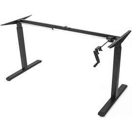 VIVO Black Manual Height Adjustable Stand Up Desk Frame with Hand Crank System, Ergonomic Standing 2 Leg Workstation, DESK-V101M