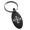 Tioneer Black Stainless Steel Jerusalem Cross Symbol Small Oval Charm