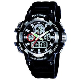 PASNEW Boys Watch Multi Function Digital-Analog Sport Watches,Kids Outdoor Waterproof Watces for Boys,30M Waterproof Watch-Black