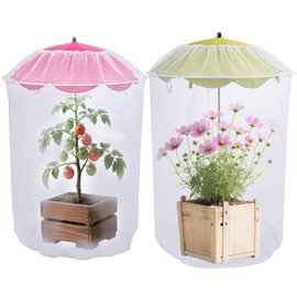SEIMMIE 2-in-1 Shade Plant Umbrellas with Net Cover | Garden Umbrellas Protective Bug Netting Plant Cover | Defending Plants from Insects and Birds for Citrus Fruits, Flowers and Trees