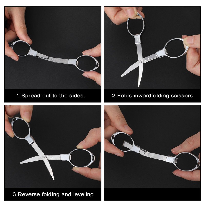2 Pcs Silver Folding Scissors Stainless Steel Mini Scissors 8.3X