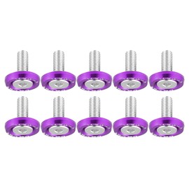Unifizz 10pcs Fender Washer Bumper Washer M6 Bolts Engine Bay Dress Up Kit Aluminum Purple 1996-2023