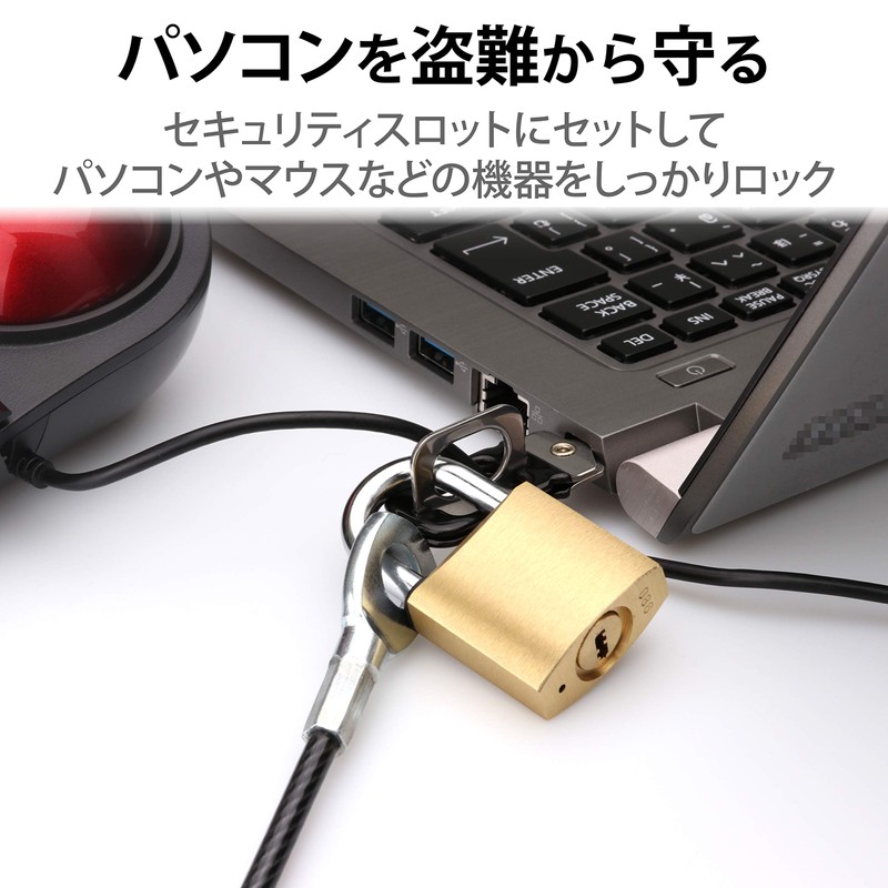 エレコム セキュリティワイヤー(1.7m/径4mm) ディンプル南京錠 ESL-23D