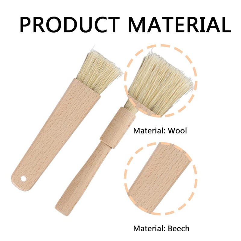 2 Pcs Pastry Brushes - Natural Bristle Basting Brush BBQ
