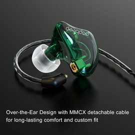 BASN Auriculares con monitor dentro del oído, controladores dinámicos duales en los oídos, auriculares desmontables MMCX, cable músicos, auriculares intraurales (BC100 verde, sin micrófono)