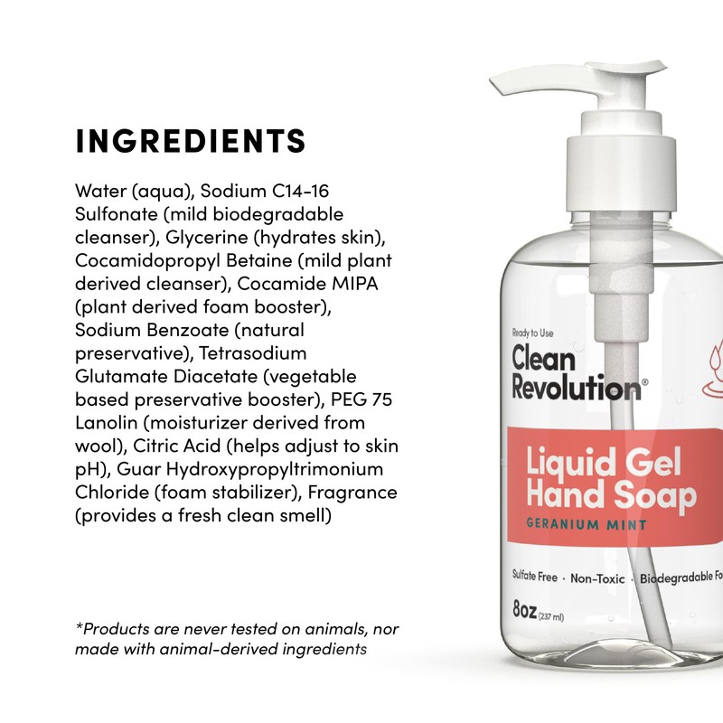 Clean Revolution Liquid Gel Hand Soap, Silky Rich Liquid, Quick