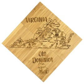 Totally Bamboo Virginia State Puzzle 4 Piece Bamboo Coaster Set with Case