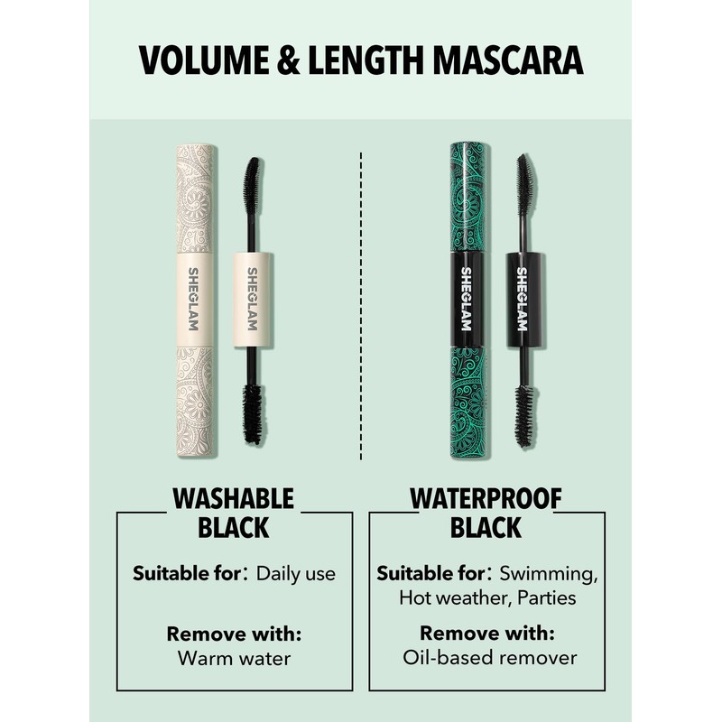 SHEGLAM 2 In 1 Black Volume and Length Waterproof Mascara