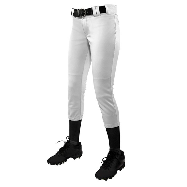 CHAMPRO Women's Tournament Traditional Low-Rise Polyester Softball Pant, Medium, White