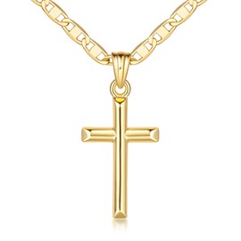 JADE KOS Cross Necklace for Women 14K Gold Cross Necklaces for Women Minimalist Gold Chain Necklaces for Womens Necklace Faith Pendant 26mm
