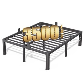 FUIOBYVV 18 Inch Queen Bed Frame with Rounded Corner and Headboard Hole Mattress Retainers 3500 LBS Metal Heavy Duty Steel Slats Support No Box Spring Needed Platform Noise Free Easy Assembly