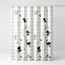huipinghu Shower Curtain, Cats, 180 x 180 cm (71 x 71 Inch)