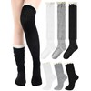 Fourluoo 3 Pairs Cotton Knit Boot Socks Knee High Stockings
