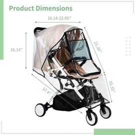 QOOWFEANIG Toddler Stroller Rain Cover Clear Waterproof Baby Stroller Dust Rain and Wind Cover Universal Pram Windshield Transparent PVC Newborn Children Pushchairs Outdoor Use with Eye Protector