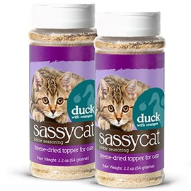 Herbsmith Sassy Cat Kibble Seasoning – Freeze Dried Duck – Cat Food Topper for Picky Eaters – Duck [Bundle x2]