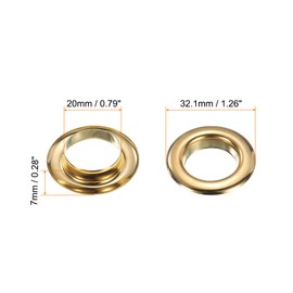 sourcing map 10Set Grommets Eyelets 20mm 4/5 Inch Brass Eyelets Kit with Washers for Fabric Curtain Tarps Leather Belt Shoes Bag DIY, Gold