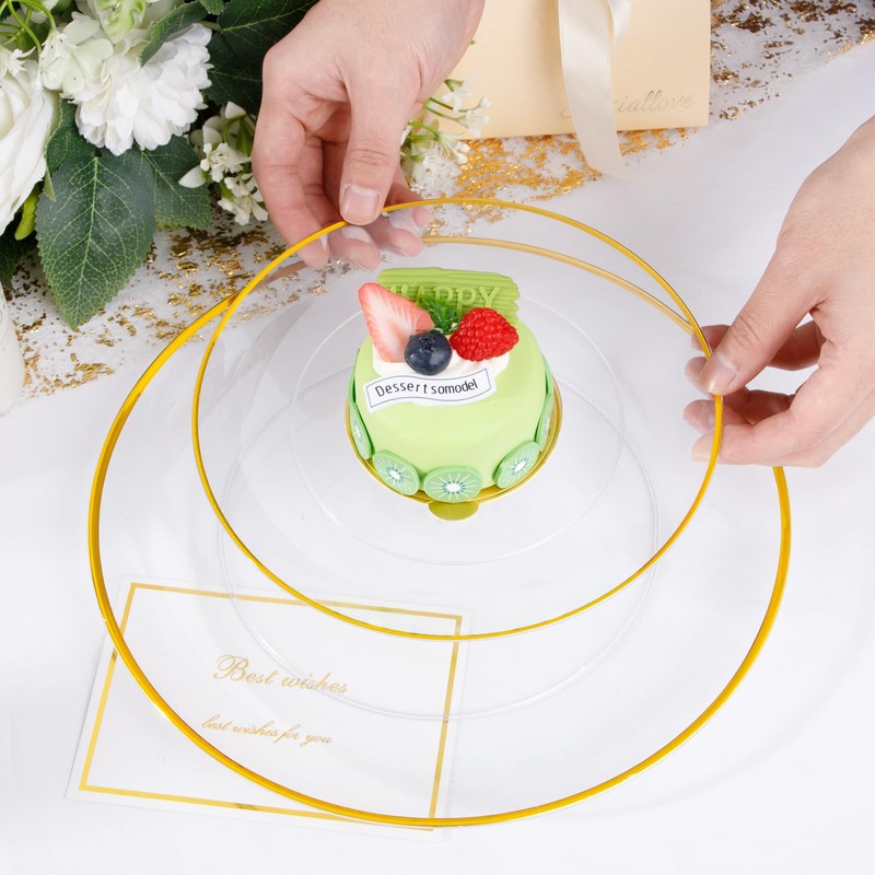 LIYH 120 Pcs Clear Plastic Plates with Gold Trim Disposable,