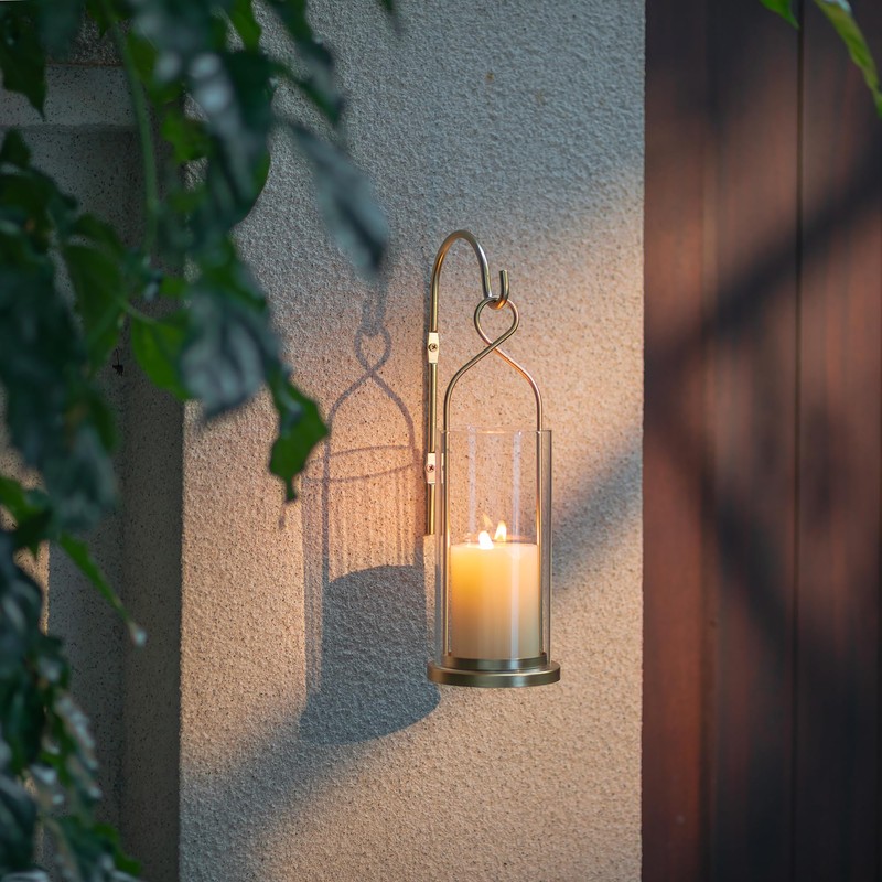 Walasis Gold Candle Sconces Set of 2, with Hurricane Glass