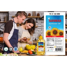 "100% Cholesterol-Free: Pure Sunflower Oil, Trans Fat-Free | Healthy Cooking Oil for Cooking, Baking, Frying & More | Digestive, Tasty, Nutritious | Food Safety Management System Certified |. | Halal & Kosher Certified | 3 Liters (101.442 fl oz)"