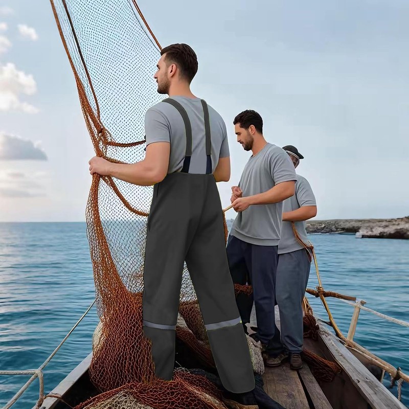 HANMENGXUAN Men's Waterproof Overalls/Work Clothes,Fishing Bib Pants Safety Work Rain