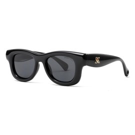 SHEEN KELLY Polarized Oval Retro Sunglasses for Women Men Vintage Trend Glasses Multicolor Chunky Frame Decorative Glasses, 1