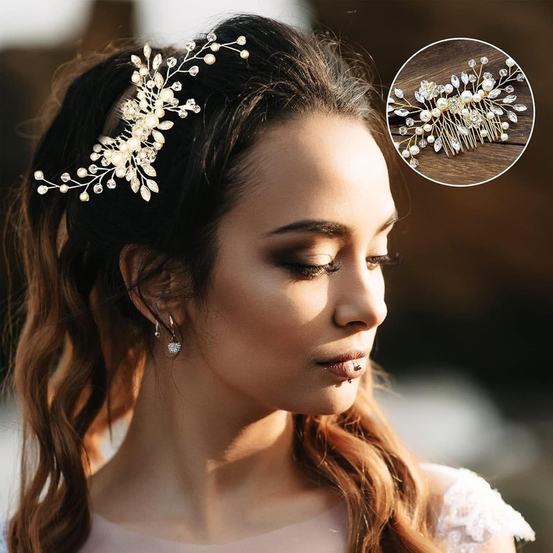 Accesorios para El Cabello Mujer, Cristal Blanco, Oro Rosa