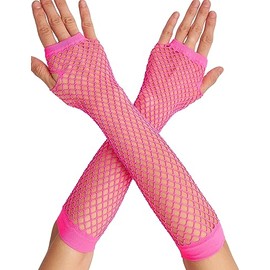 OTPEH Lone Fishnet Gloves Fingerless For Women Fish Net Arm Sleeve Mesh Emo Goth Punk 80s Scene Accessories