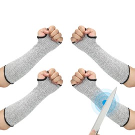 PATIKIL 10 Inch Cut Resistant Sleeve, 2Pairs Arm Safety Protectors Sleeves with Thumb Hole Level 5 Protection Forearm Guard Sleeves for Thin Skin and Bruising, XS, Gray
