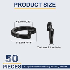 MECCANIXITY M8 Spring Lock Washer, 304 Stainless Steel Split Lock Washers for Screws Bolts Cars Construction Machinery Black Pack of 50