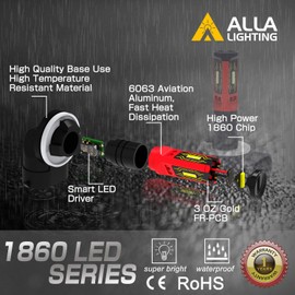 Alla Lighting Newest PGJ13 Base H28 886 881 LED Fog Lights Bulbs Upgrade Halogen Xtreme Super Bright 1860-SMD 862 888 889 896 898, 6000K Xenon White