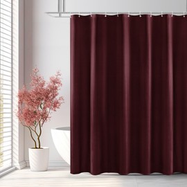 BBiggood Burgundy Shower Curtain, Waffle Weave Shower Curtain for Bathroom Set with Hooks, Waterproof Luxury Hotel Spa Style Decor, Machine Washable, 72"x72"