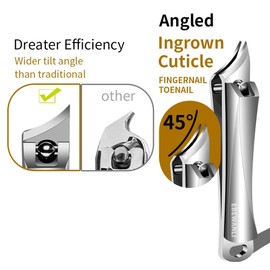 EBEWANLI Ingrown Toeail Clippers, Pointed Slant Blade Toe Nail Clippers for Ingrown Nails & Fingernail, Stainless Steel Hangnail Clipper Cutter, Angle Nail Clippers for Seniors, Men, Women