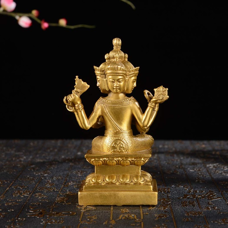 BRABUD Handmade Brass Thailand 4 Faces Buddha Statue Lord Brahma