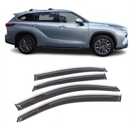 BGGTYRSD Window Visors Rain Guards Deflectors Fits Toyota Highlander 2014-2019 Smoke Chrome Trim