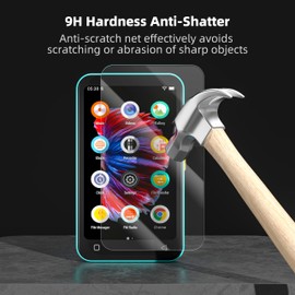 TIMMKOO 3 Pack Screen Protector Q3E and Q5 Q8 Mp3 Player, Anti-Scratch, HD Clear Tempered Glass Film with Easy Installation Frame