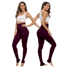 ATHVOTAR Fleece Lined Winter Warm Leggings for Women Thick Thermal Velvet Tights Brown-1 Large