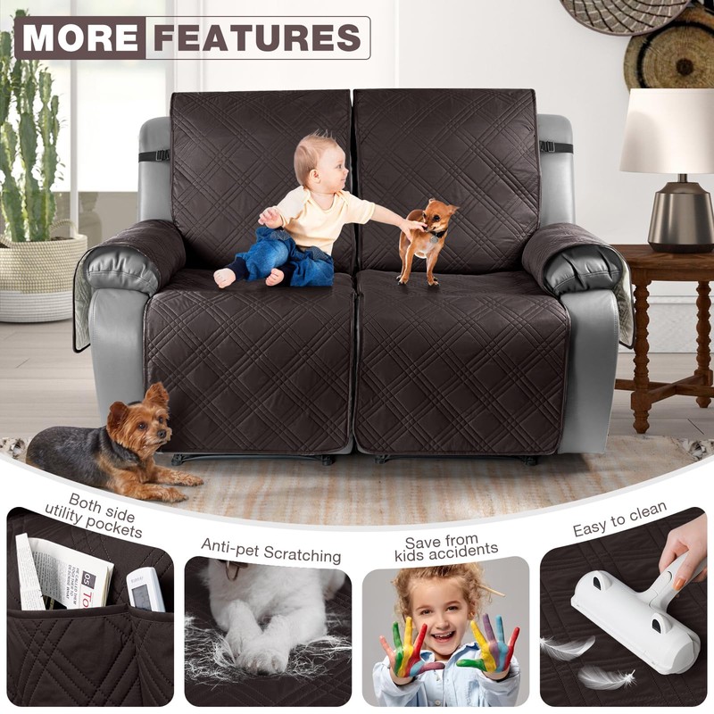 TAOCOCO 100% Waterproof Oversized Loveseat Recliner Cover, Non Slip Split