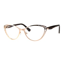 PASTL Womens Reading Glasses Magnified Readers Cateye Spring Hinge Rose Gold +2.25