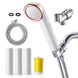 Miniwell Handheld Shower Head with Filter L751W - Vitamin C Shower Filter for Hard Water - High Pressure Shower Head with Hose